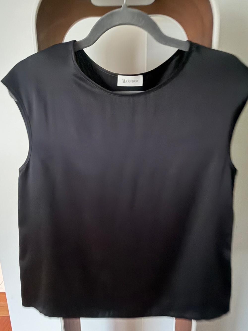 LILYSILK Black 100% Silk Cap Sleeve Tee / Blouse | XS